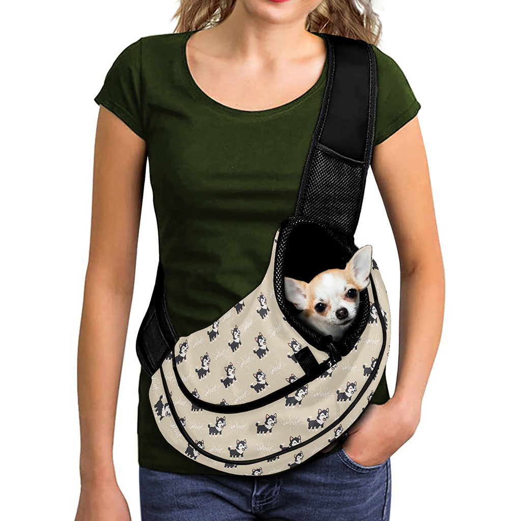 Cute Siberian Husky Pattern Print Pet Sling Carrier