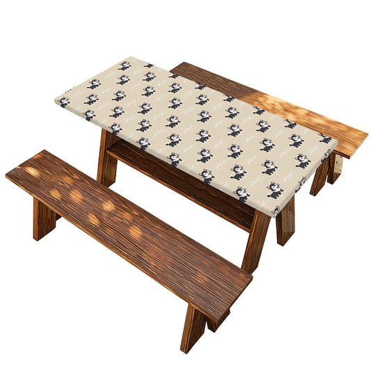 Cute Siberian Husky Pattern Print Picnic Table Cover