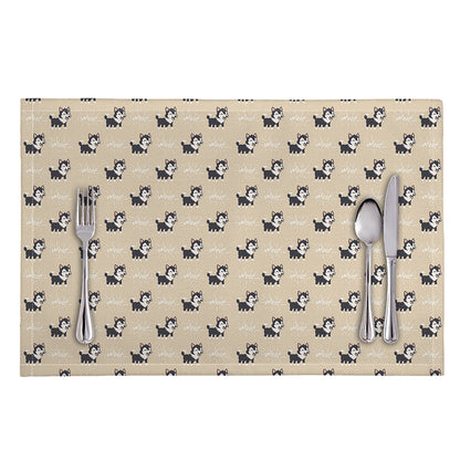 Cute Siberian Husky Pattern Print Placemat