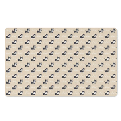 Cute Siberian Husky Pattern Print Polyester Doormat