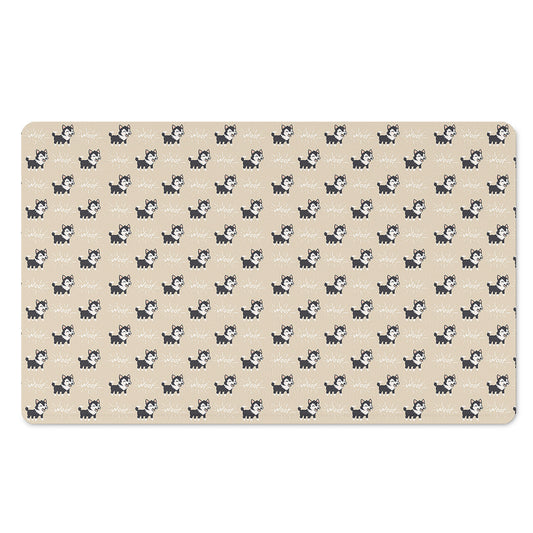 Cute Siberian Husky Pattern Print Polyester Doormat