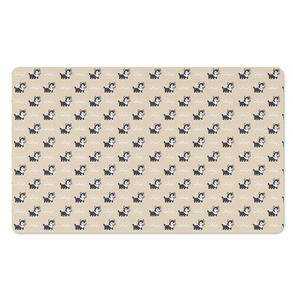 Cute Siberian Husky Pattern Print Polyester Doormat