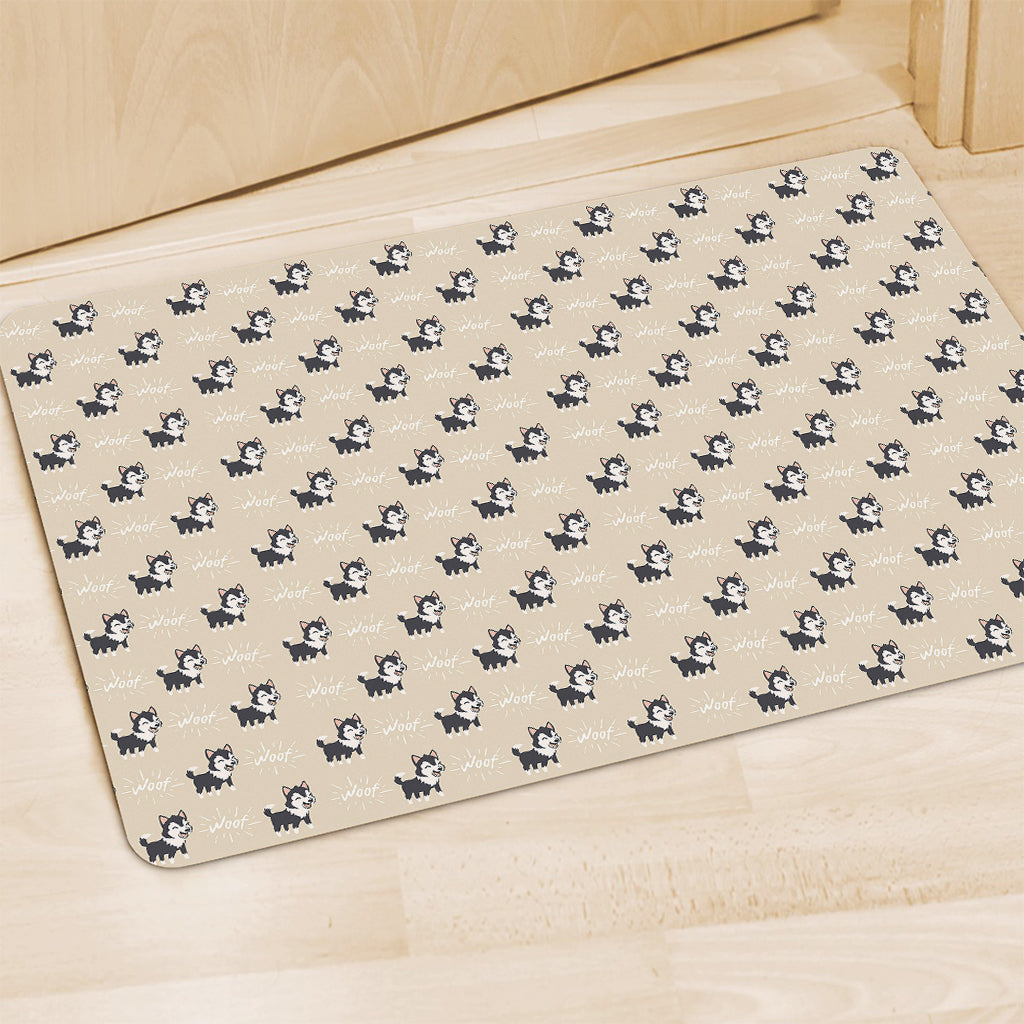 Cute Siberian Husky Pattern Print Polyester Doormat