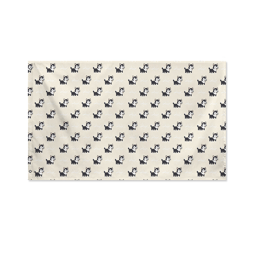 Cute Siberian Husky Pattern Print Polyester Flag