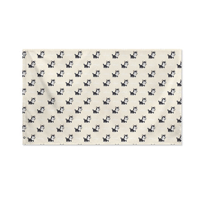 Cute Siberian Husky Pattern Print Polyester Flag