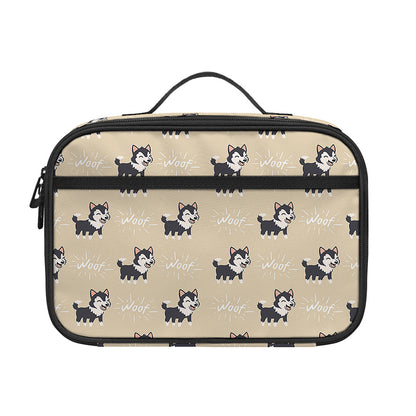 Cute Siberian Husky Pattern Print Portable Lunch Bag