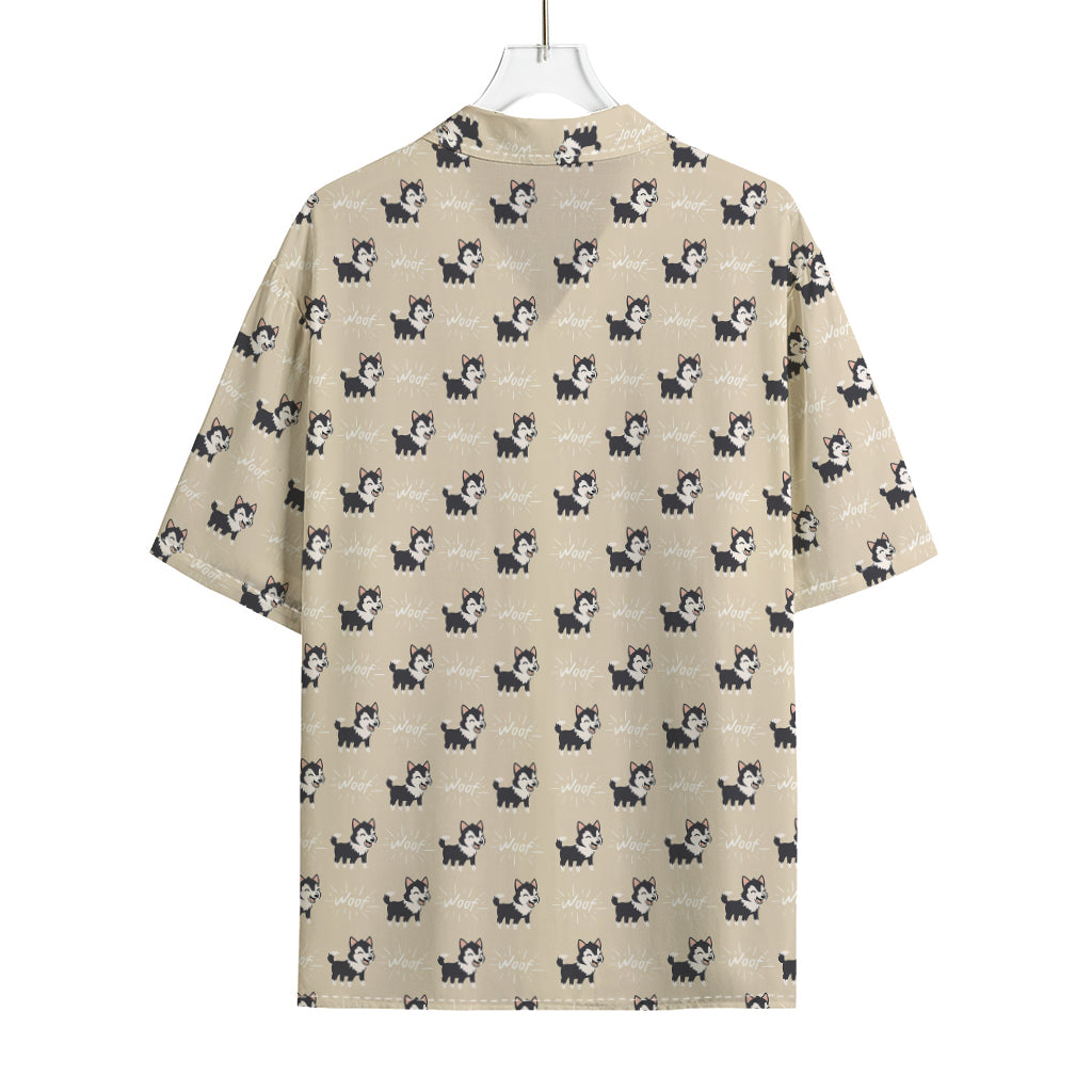 Cute Siberian Husky Pattern Print Rayon Hawaiian Shirt