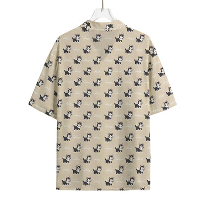 Cute Siberian Husky Pattern Print Rayon Hawaiian Shirt