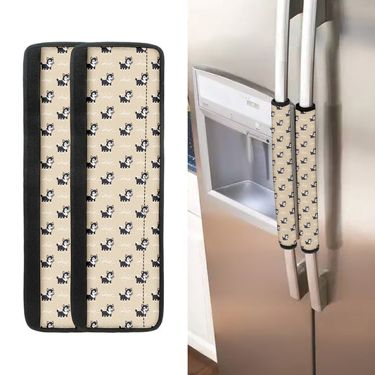 Cute Siberian Husky Pattern Print Refrigerator Handle Covers