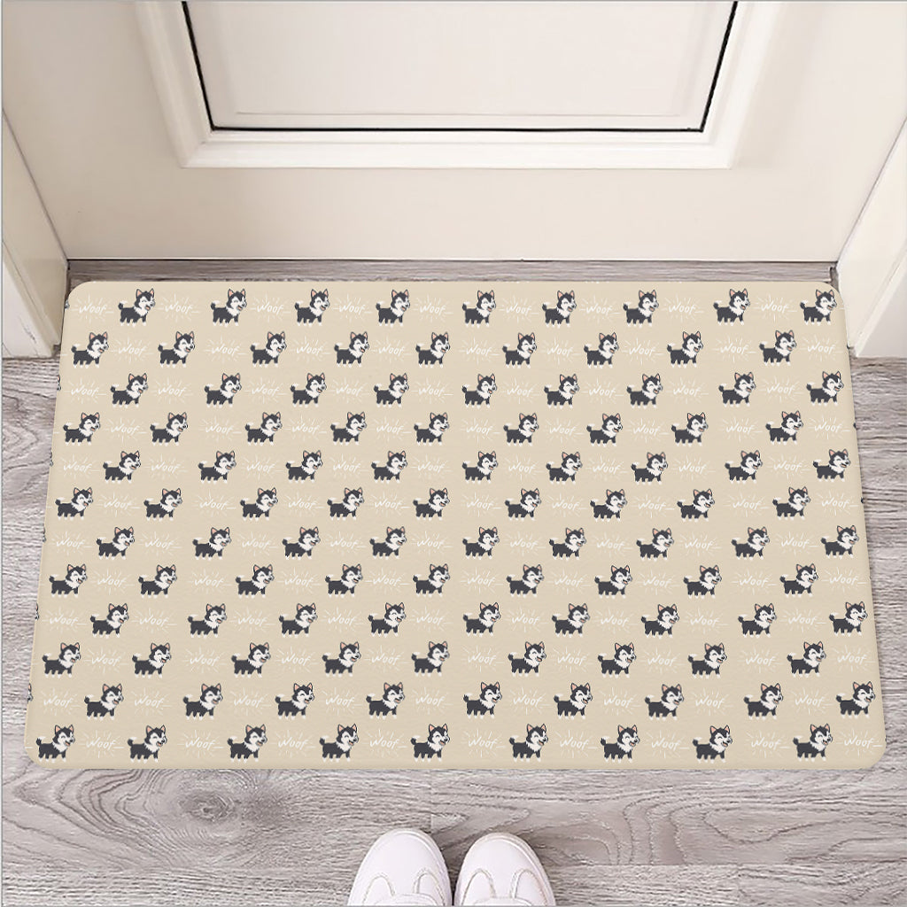 Cute Siberian Husky Pattern Print Rubber Doormat