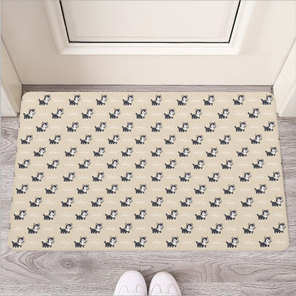 Cute Siberian Husky Pattern Print Rubber Doormat