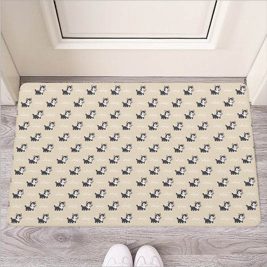 Cute Siberian Husky Pattern Print Rubber Doormat