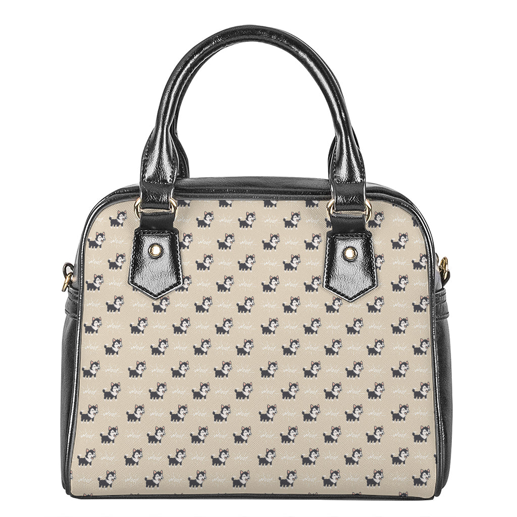 Cute Siberian Husky Pattern Print Shoulder Handbag