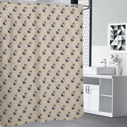 Cute Siberian Husky Pattern Print Shower Curtain