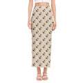 Cute Siberian Husky Pattern Print Side Slit Maxi Skirt