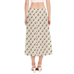 Cute Siberian Husky Pattern Print Side Slit Midi Skirt