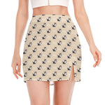 Cute Siberian Husky Pattern Print Side Slit Mini Skirt