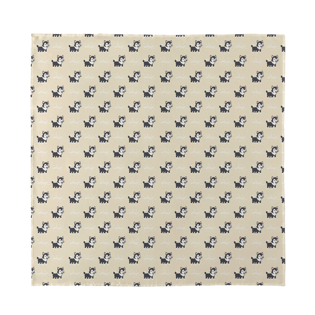 Cute Siberian Husky Pattern Print Silk Bandana