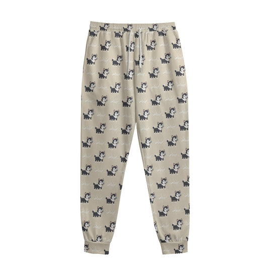 Cute Siberian Husky Pattern Print Sweatpants