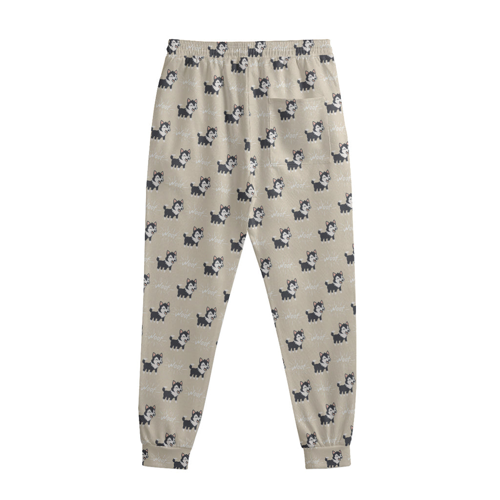 Cute Siberian Husky Pattern Print Sweatpants