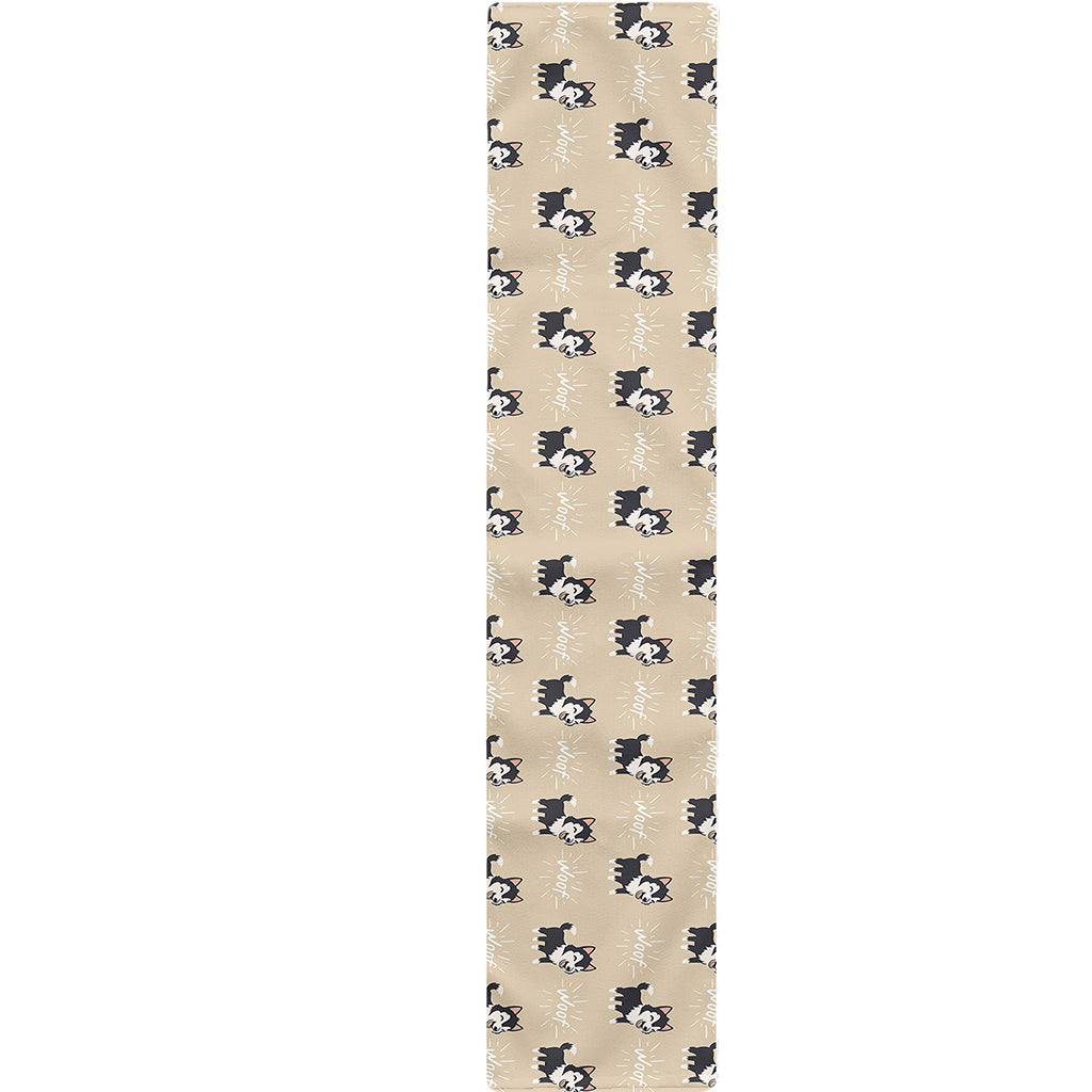 Cute Siberian Husky Pattern Print Table Runner