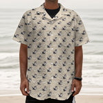 Cute Siberian Husky Pattern Print Textured Short Sleeve Shirt