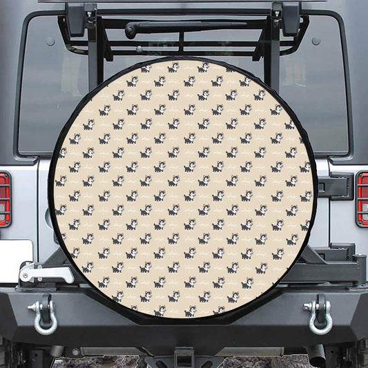 Cute Siberian Husky Pattern Print Tire Cover