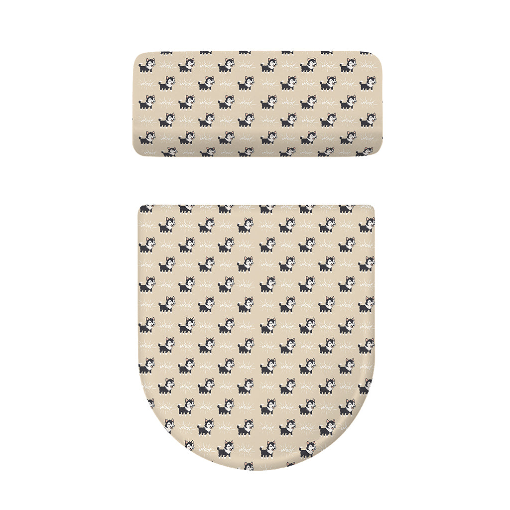 Cute Siberian Husky Pattern Print Toilet Lid And Tank Cover Set
