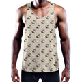 Cute Siberian Husky Pattern Print Men's Workout Tank Top