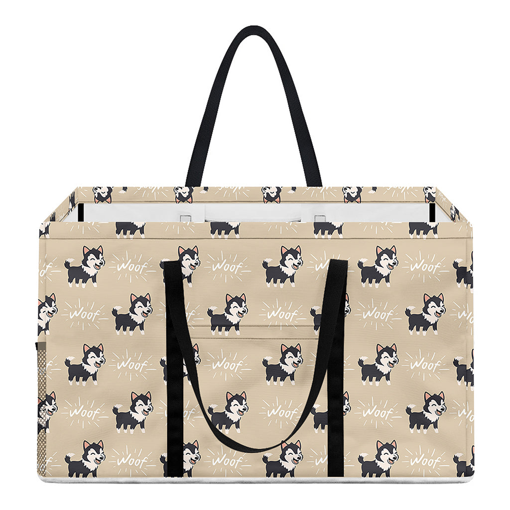 Cute Siberian Husky Pattern Print Utility Tote Bag
