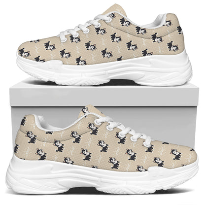 Cute Siberian Husky Pattern Print White Chunky Shoes