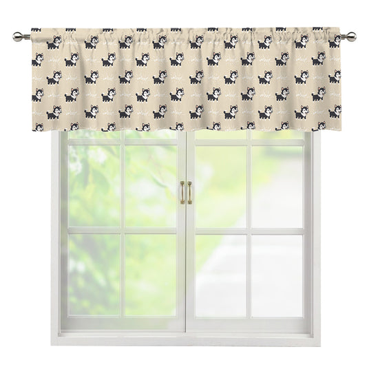 Cute Siberian Husky Pattern Print Window Valance
