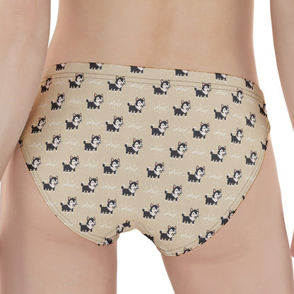 Cute Siberian Husky Pattern Print Women's Panties