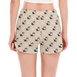 Cute Siberian Husky Pattern Print Women's Split Running Shorts