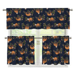 Cute Sloth Pattern Print 3 Piece Kitchen Curtains