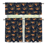 Cute Sloth Pattern Print 3 Piece Kitchen Curtains