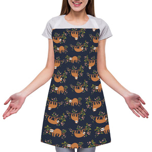 Cute Sloth Pattern Print Adjustable Apron