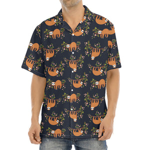 Cute Sloth Pattern Print Aloha Shirt