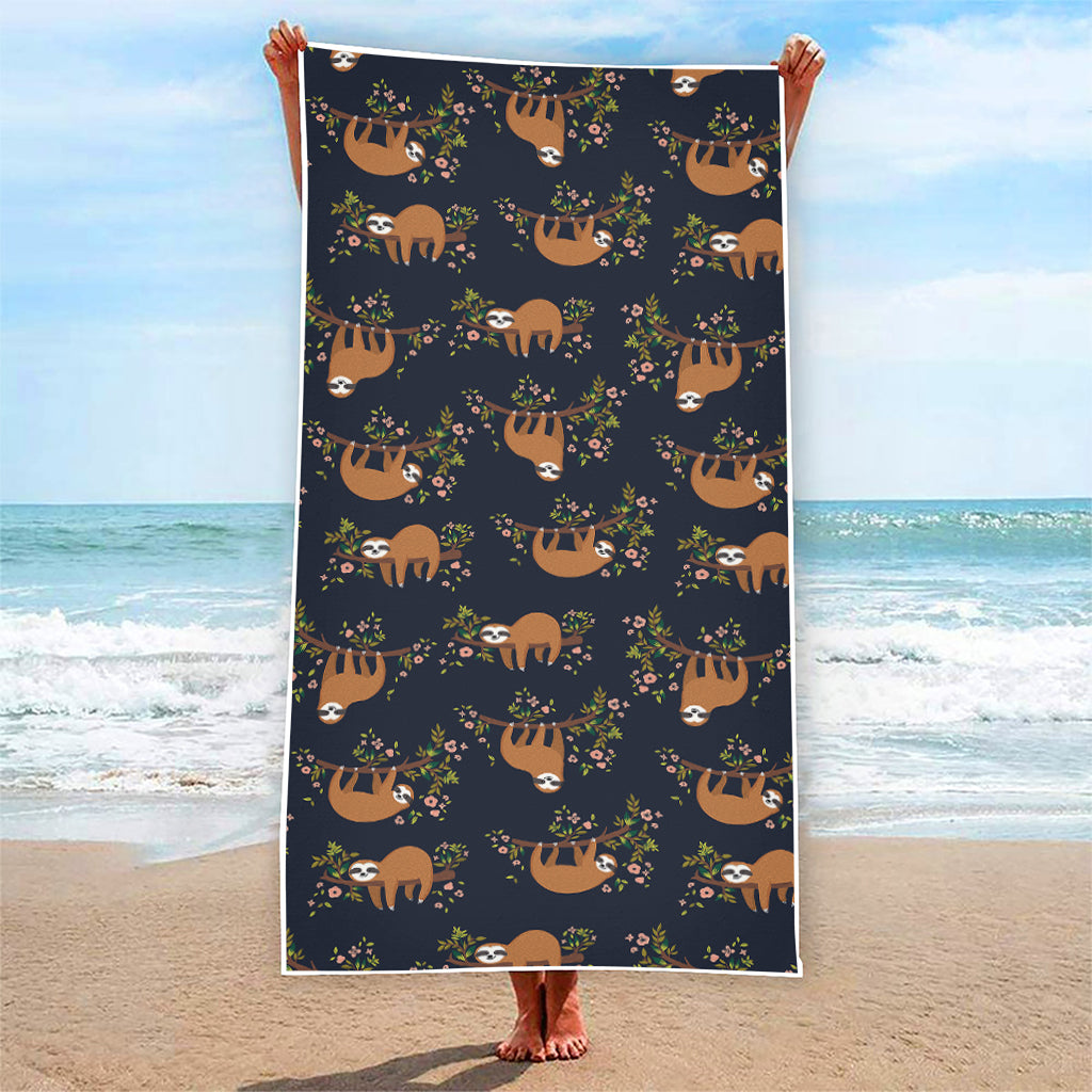 Cute Sloth Pattern Print Beach Towel