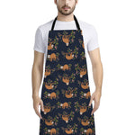 Cute Sloth Pattern Print Bib Apron With Pocket