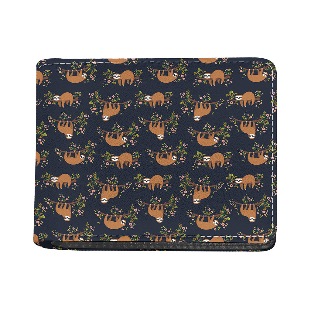 Cute Sloth Pattern Print Bifold Wallet