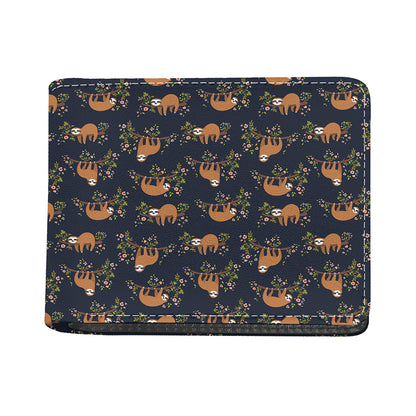 Cute Sloth Pattern Print Bifold Wallet