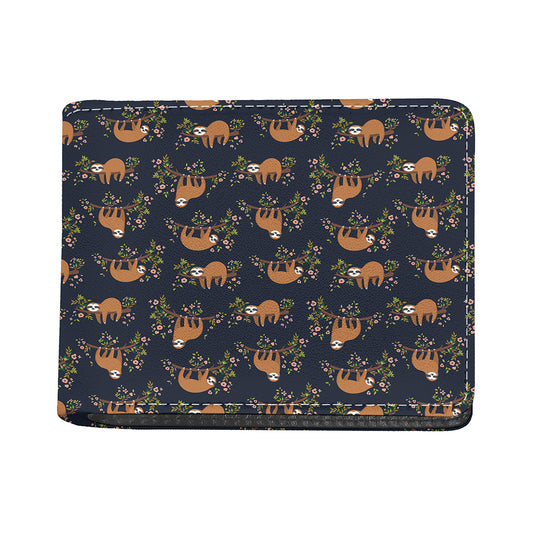 Cute Sloth Pattern Print Bifold Wallet