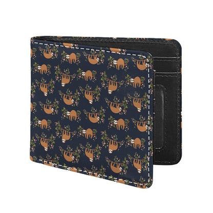 Cute Sloth Pattern Print Bifold Wallet