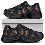 Cute Sloth Pattern Print Black Chunky Shoes