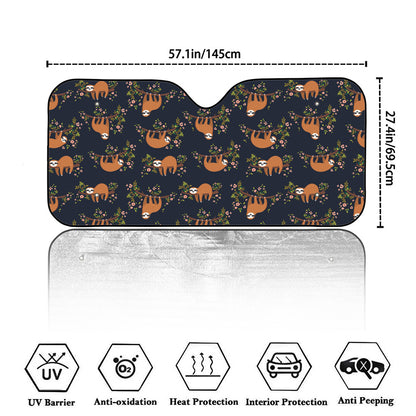 Cute Sloth Pattern Print Car Windshield Sun Shade