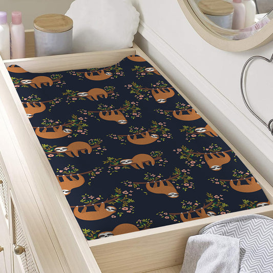 Cute Sloth Pattern Print Changing Pad Cover