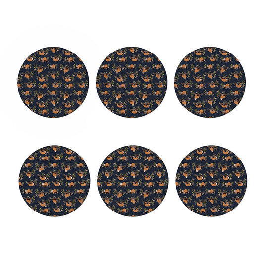 Cute Sloth Pattern Print Coaster Set