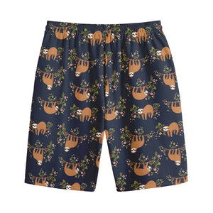 Cute Sloth Pattern Print Cotton Shorts