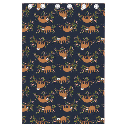 Cute Sloth Pattern Print Curtain